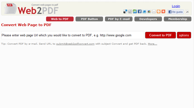 Convierte pÃ¡ginas Web en documentos PDF con Web2PDFConvert